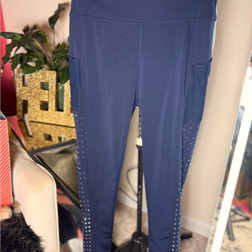 Women's Navy Blue Studded Pants